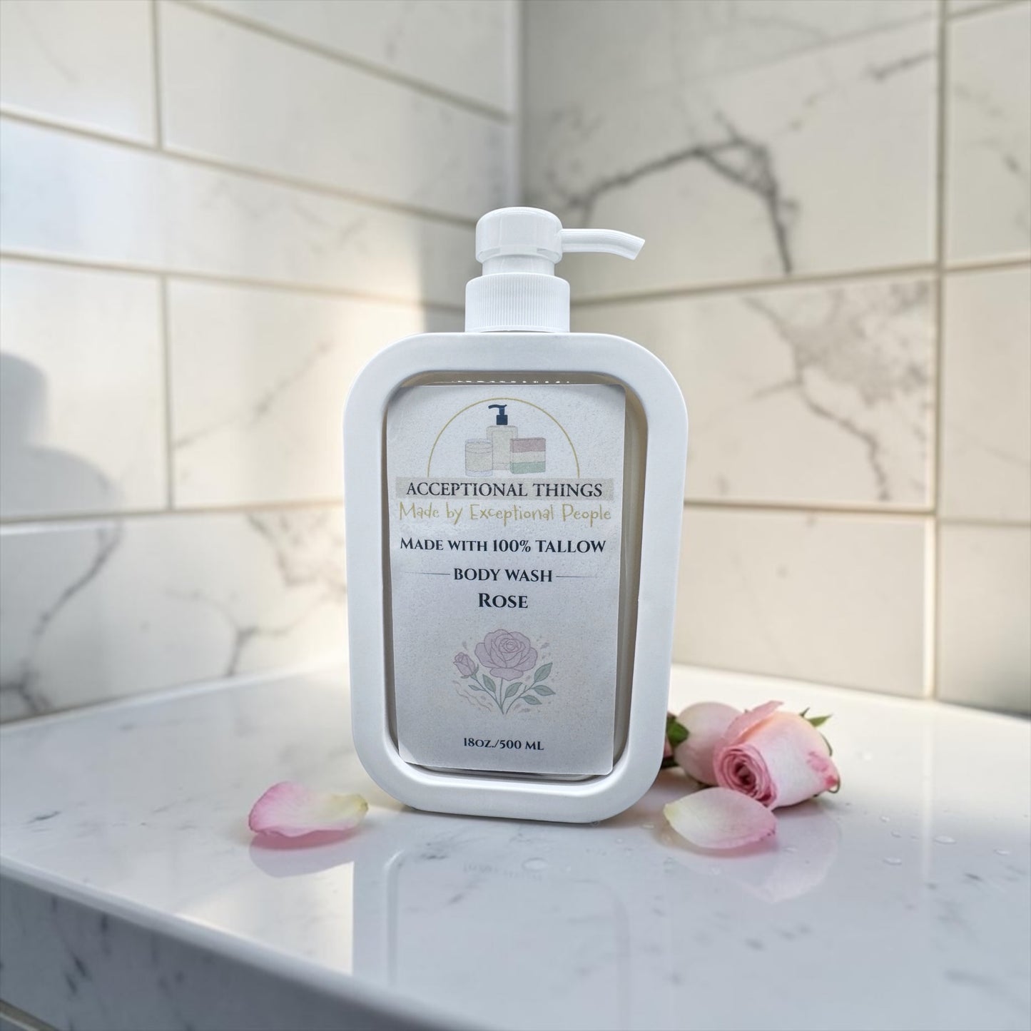 18 oz. 100% Tallow Rose Body Wash