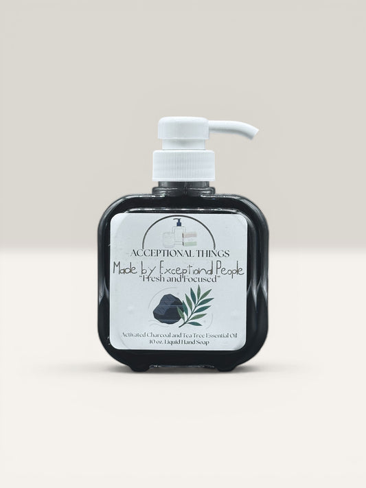 "Fresh and Focused" 10 oz. Activated Charcoal and Tea Tree Essential Oil Liquid Soap