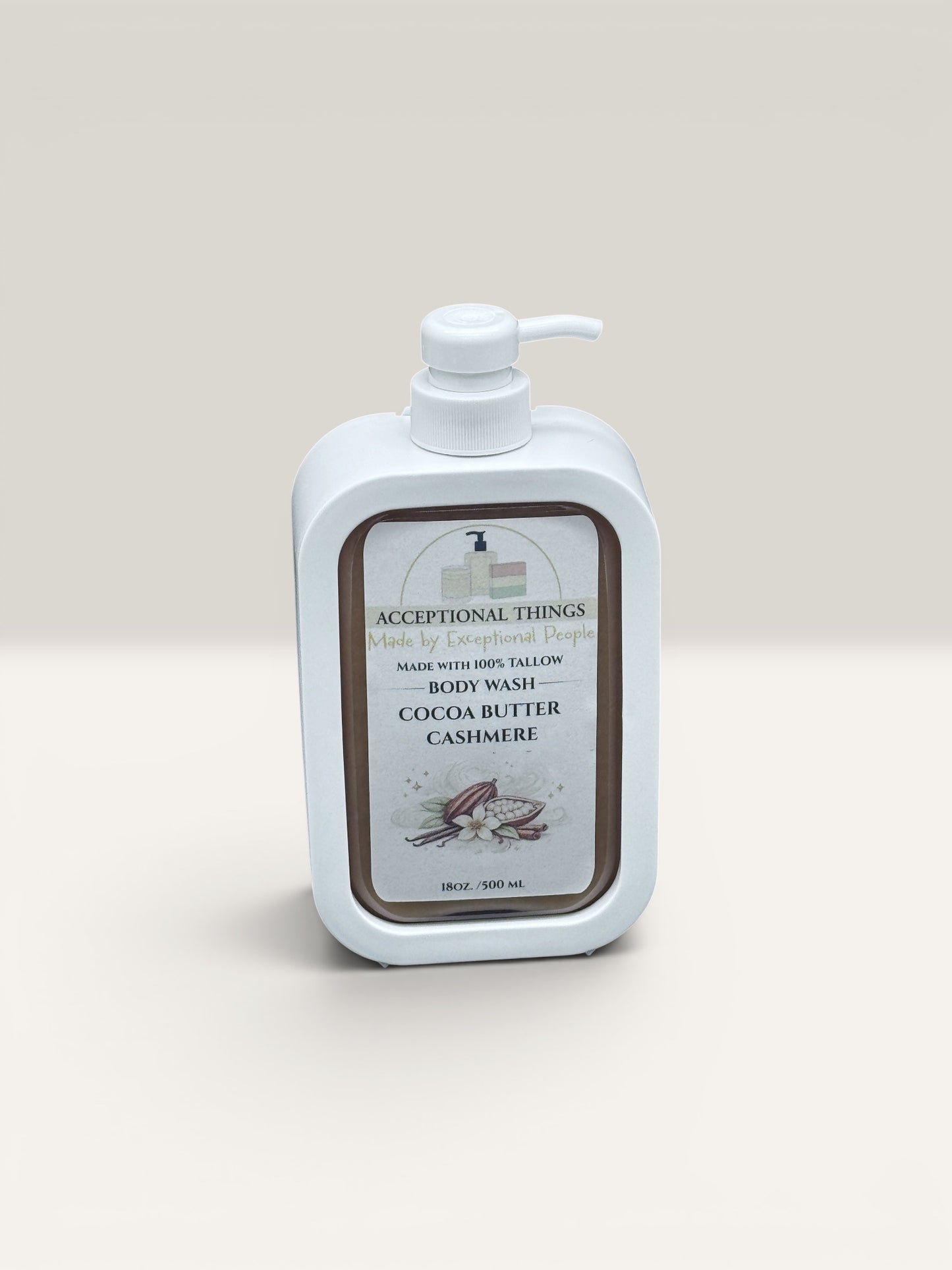 18 oz. 100% Tallow Cocoa Butter Cashmere Body Wash