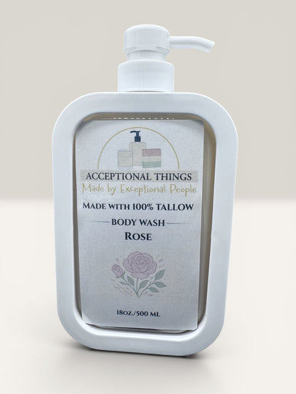 18 oz. 100% Tallow Rose Body Wash